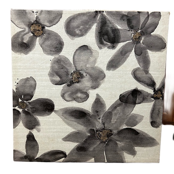 Kirklands Wall Decor Kirklands 24x24 Charcoal Watercolor Floral